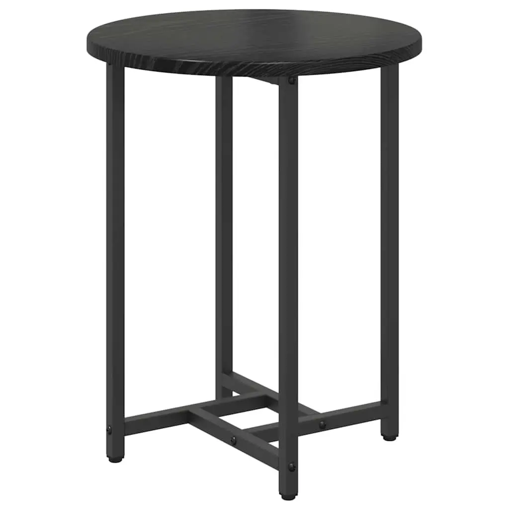 Nesting Side Table Set 2 Pieces Black Industrial Accent Tables 50cm 36cm
