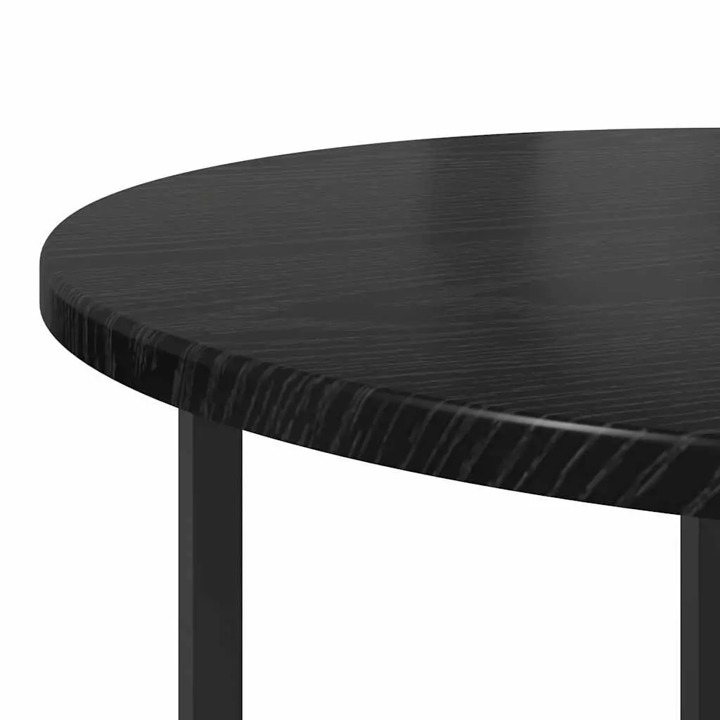 Nesting Side Table Set 2 Pieces Black Industrial Accent Tables 50cm 36cm