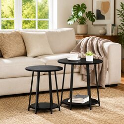 Value-Packed Black Round Tables Set of 2