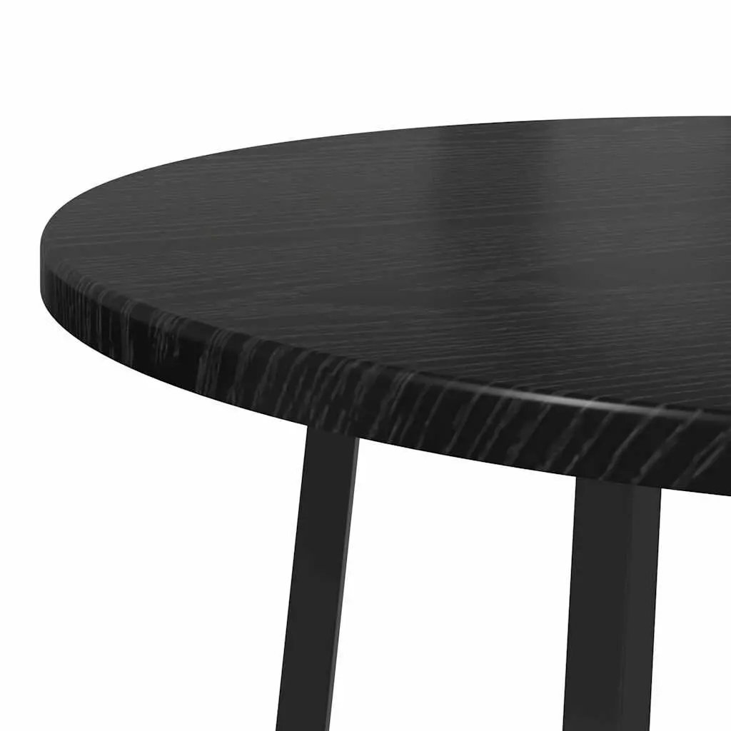 Side Table Set with Shelf 2 Pieces Black Modern Industrial Round Accent End