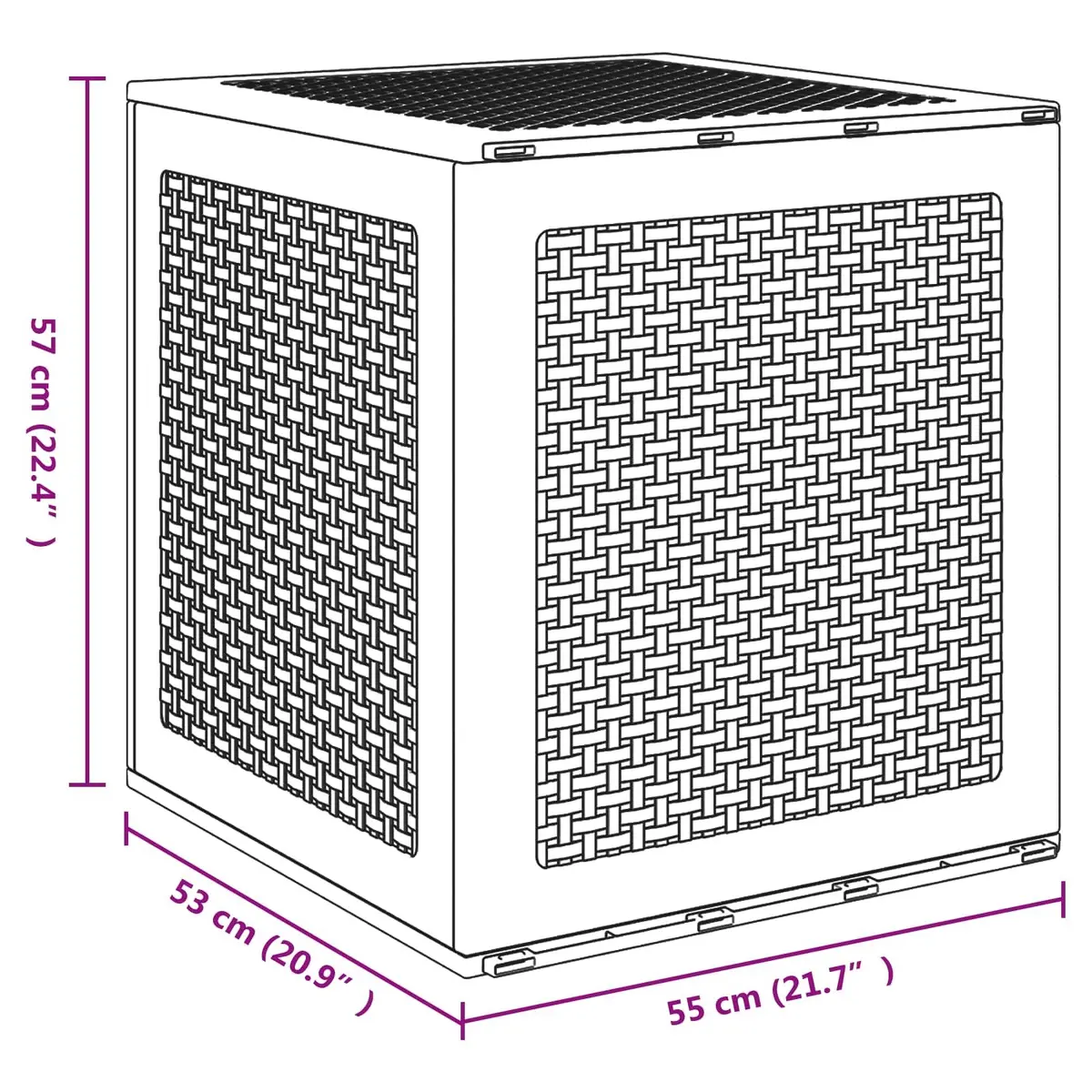 Outdoor Storage Box Anthracite 55x53x57cm Garden Deck Patio Organiser Container