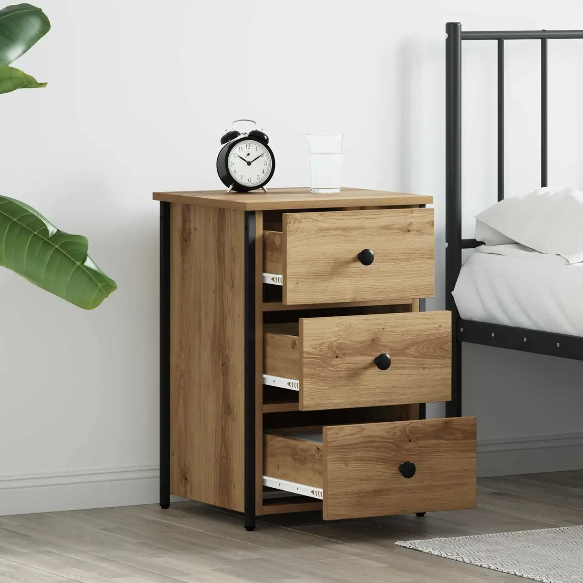 Bedside Cabinet 2 pcs Brown 40 x 36 x 60 cm Bedroom Nightstand Storage Drawer