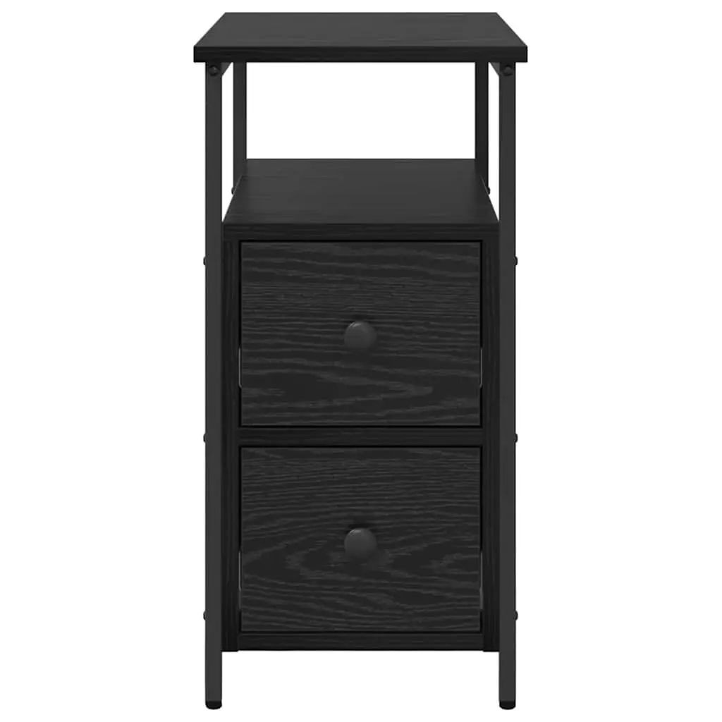 Bedside Cabinet Black Engineered Wood 30 x 60 x 60 cm Bedroom Storage Drawer