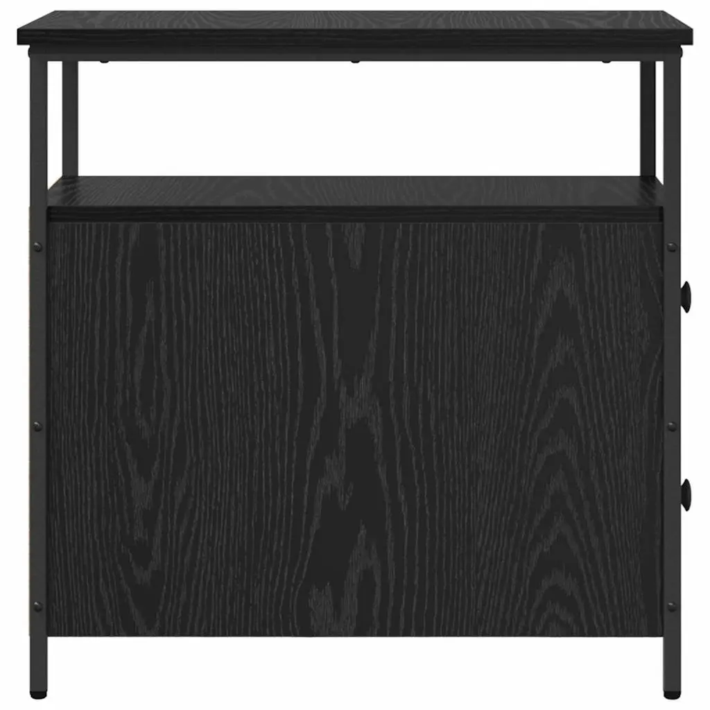 Bedside Cabinet Black Engineered Wood 30 x 60 x 60 cm Bedroom Storage Drawer