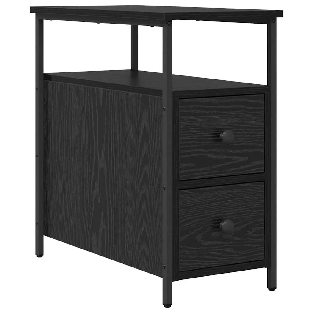 Bedside Cabinet 2 Pieces Black 30 x 60 x 60 cm Bedroom Storage Shelf Drawer