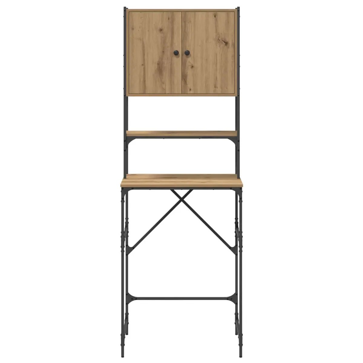 Washing Machine Cabinet Wooden Storage Indoor Laundry Organizer 68x48.5x194cm Brown