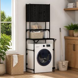 Reliable Black Oak Washing Machine Cabinet Organizer