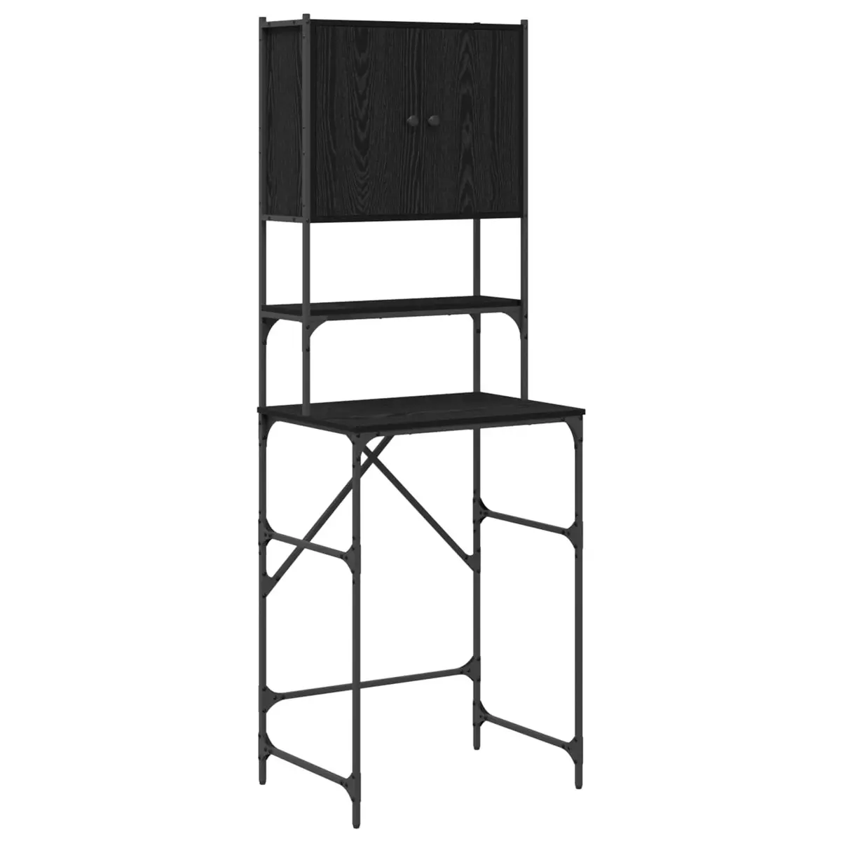 Washing Machine Cabinet Laundry Organizer 68x48.5x194cm Black Oak