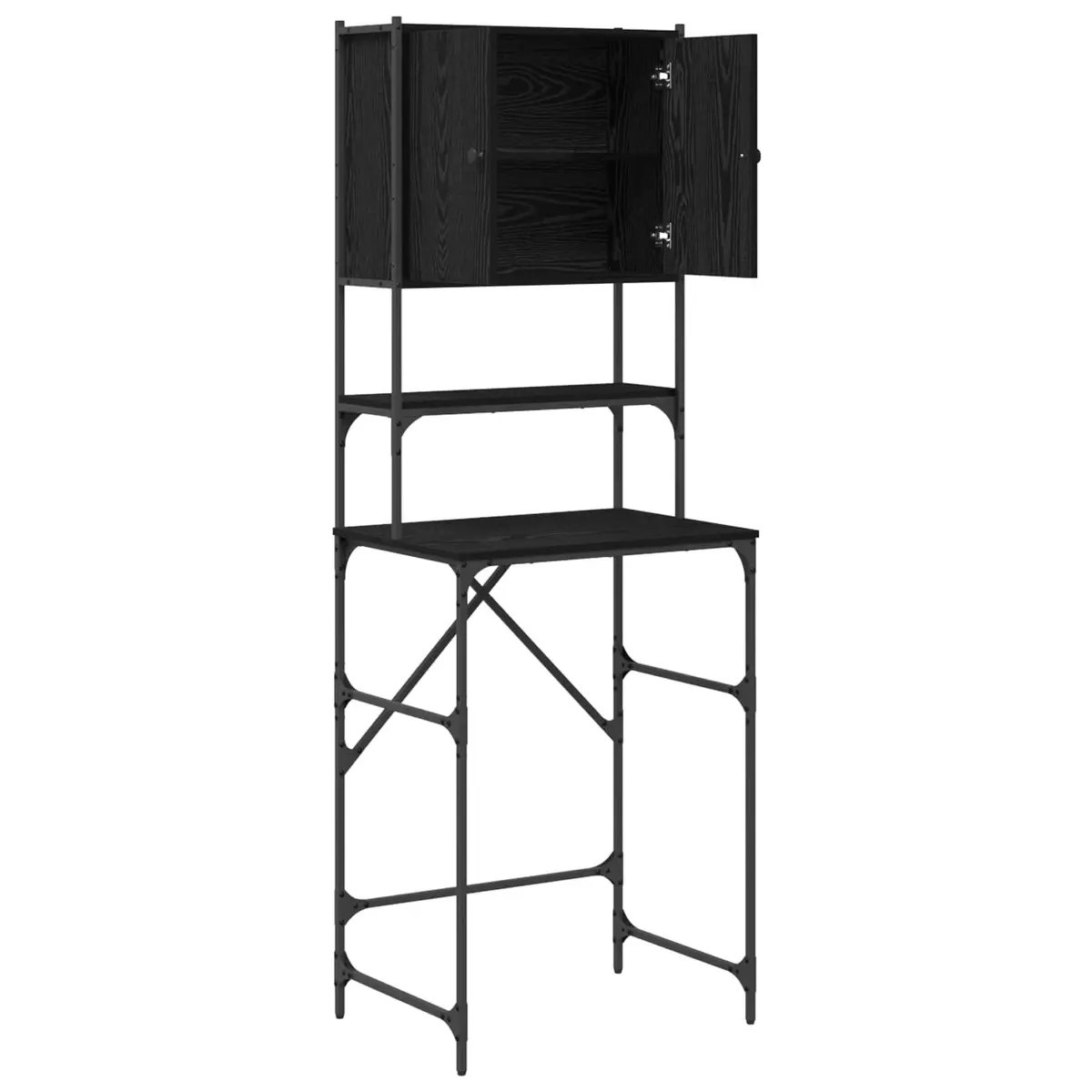 Washing Machine Cabinet Laundry Organizer 68x48.5x194cm Black Oak