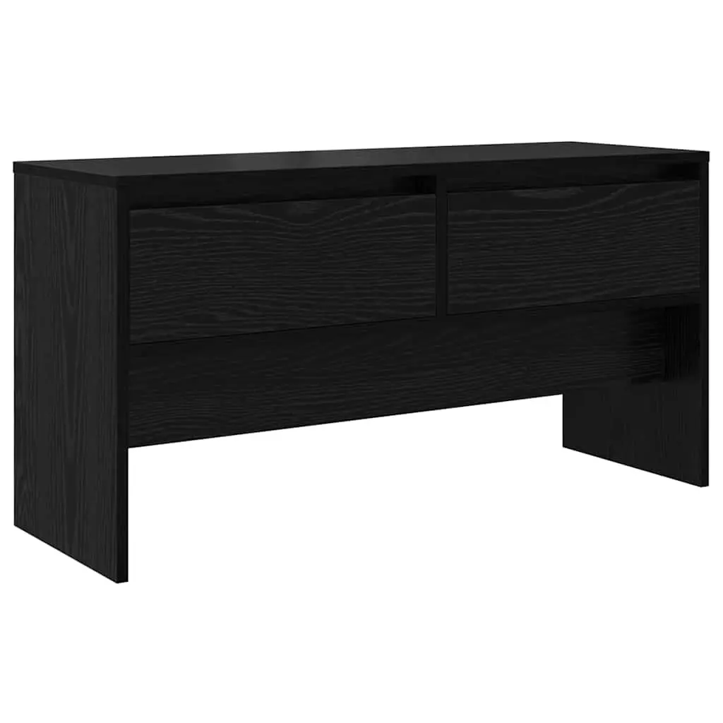 Hallway Furniture Set Storage Bench Mirror Coat Racks 4 Piece Black Oak Entryway