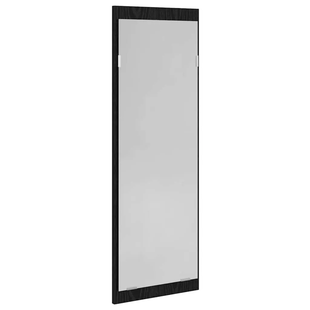 Hallway Furniture Set Storage Bench Mirror Coat Racks 4 Piece Black Oak Entryway