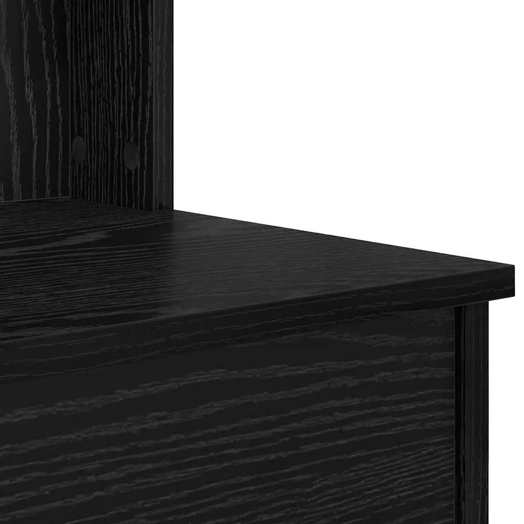 Black Dressing Table with Mirror Bedroom Vanity Unit Storage Drawers Shelves