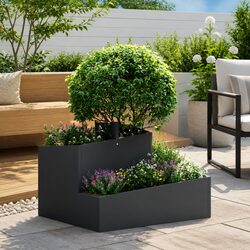 Practical and Stylish Black Metal Garden Planter 60x60x50cm