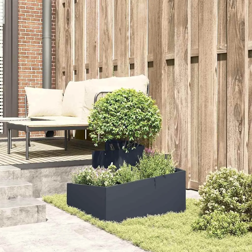 Metal Garden Planter Outdoor Raised Flower Pot 60 x 60 x 50 cm Anthracite