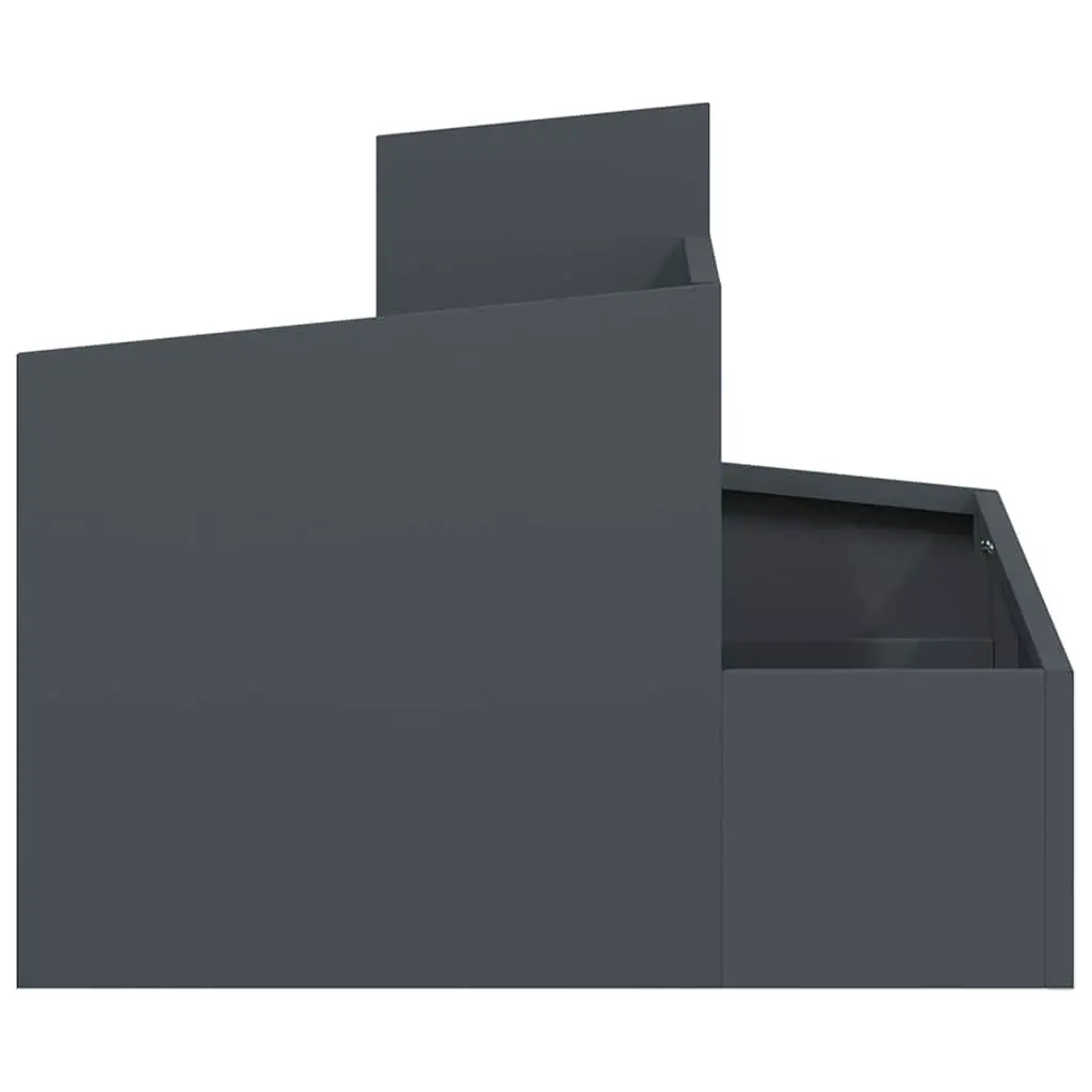 Metal Garden Planter Outdoor Raised Flower Pot 60 x 60 x 50 cm Anthracite