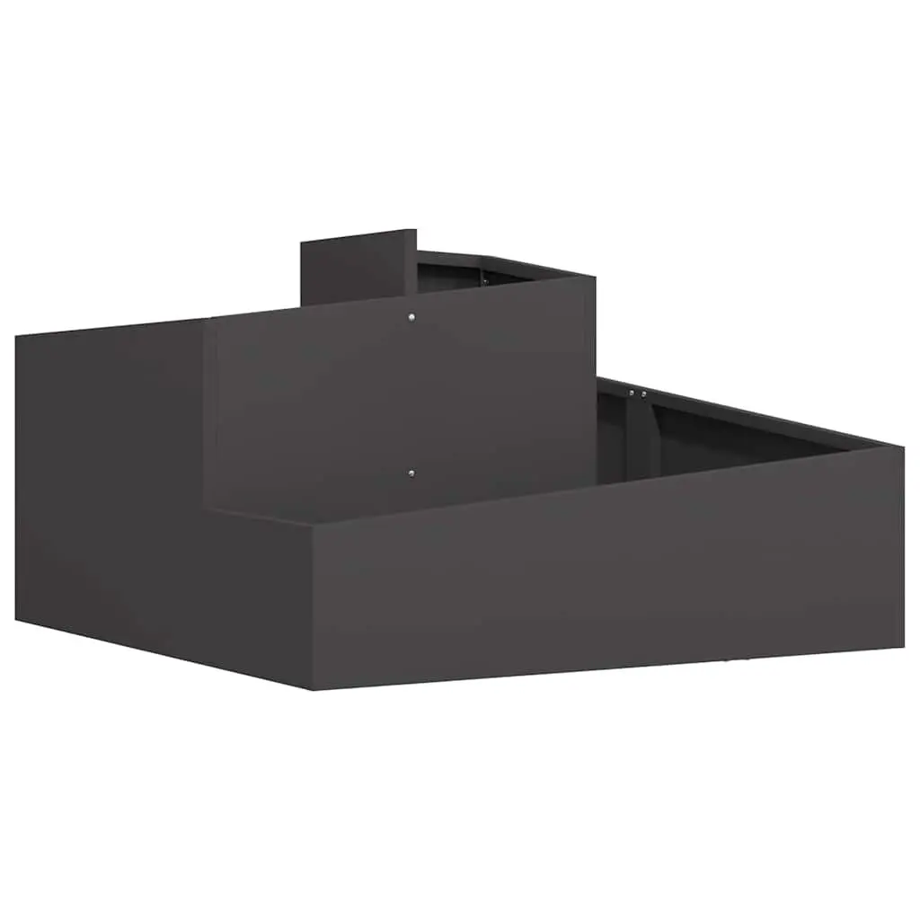 Metal Garden Planter Box Outdoor Use 80x80x50cm Black for Flowers Vegetables Plants Display