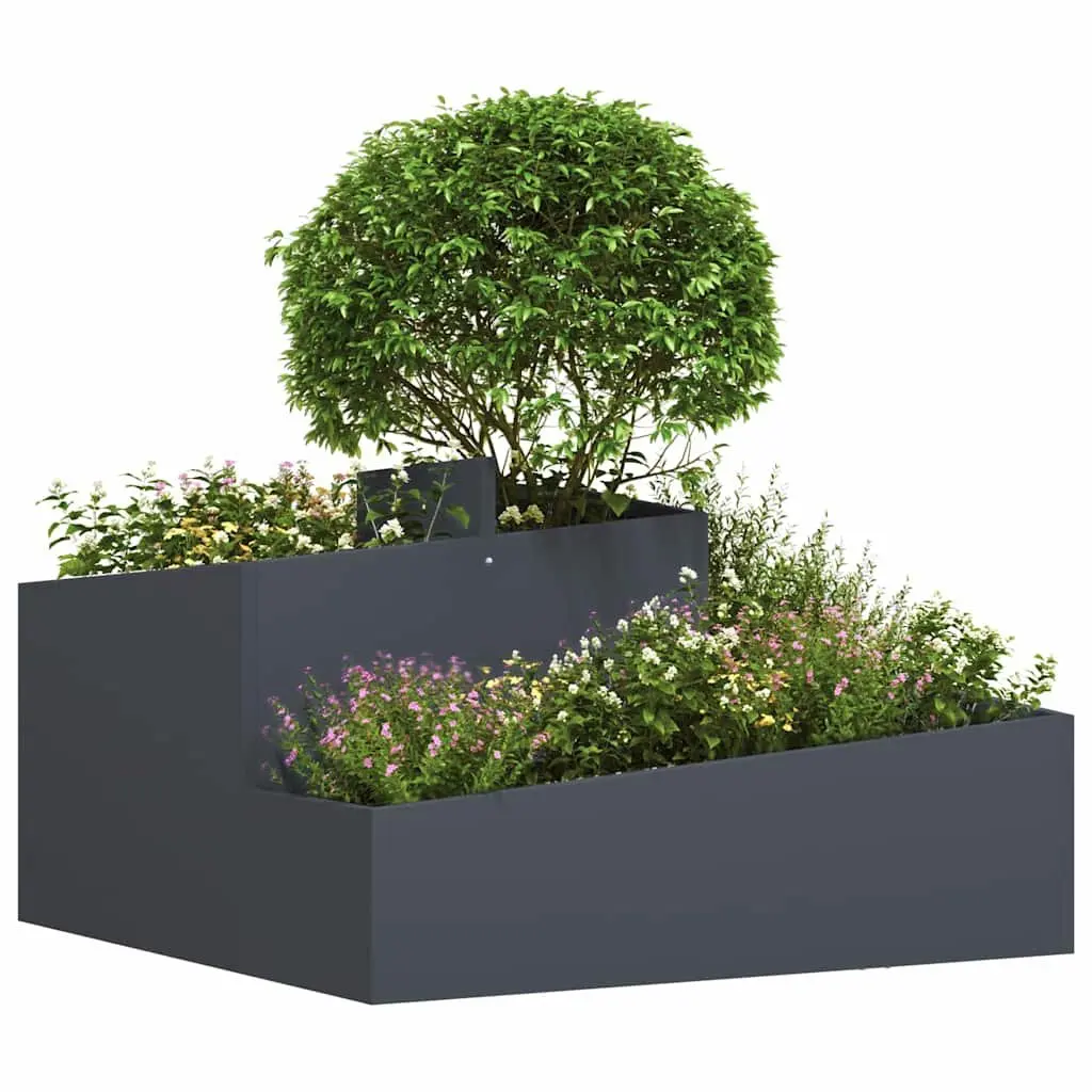 Metal Garden Planter Outdoor Raised Bed 80x80x50cm Anthracite