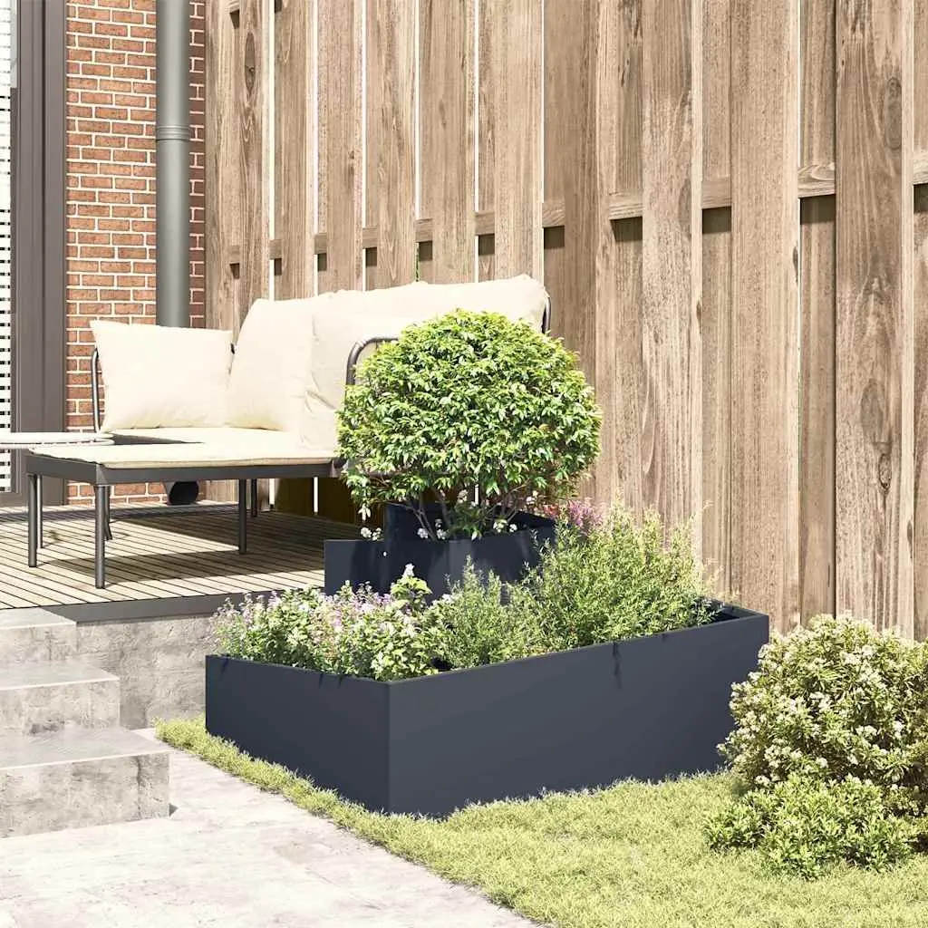 Metal Garden Planter Outdoor Raised Bed 80x80x50cm Anthracite