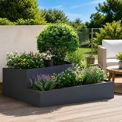 Reliable Large Anthracite Metal Planter for Gardens 100x100x50cm