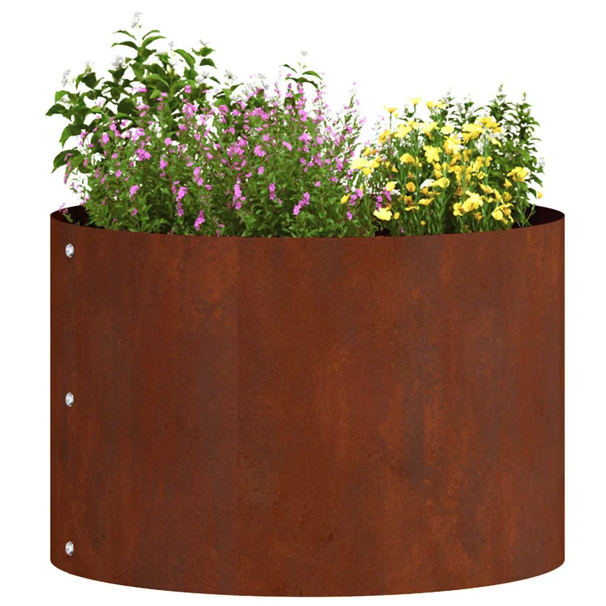 Garden Planter Ring Round Outdoor Raised Bed 30 x 30 x 20 cm Brown Steel