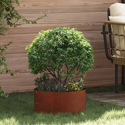 Versatile Brown Steel Planter Rings - Set of 5, 40 x 40 x 20 cm