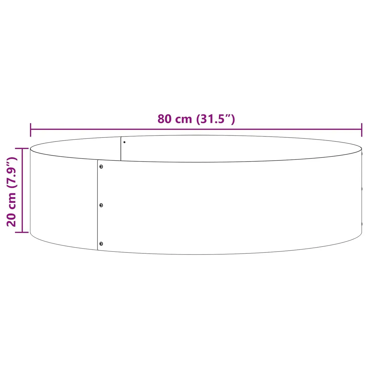 Planter Ring Garden 80x80x20cm Steel Raised Bed Frame Outdoor Weathering
