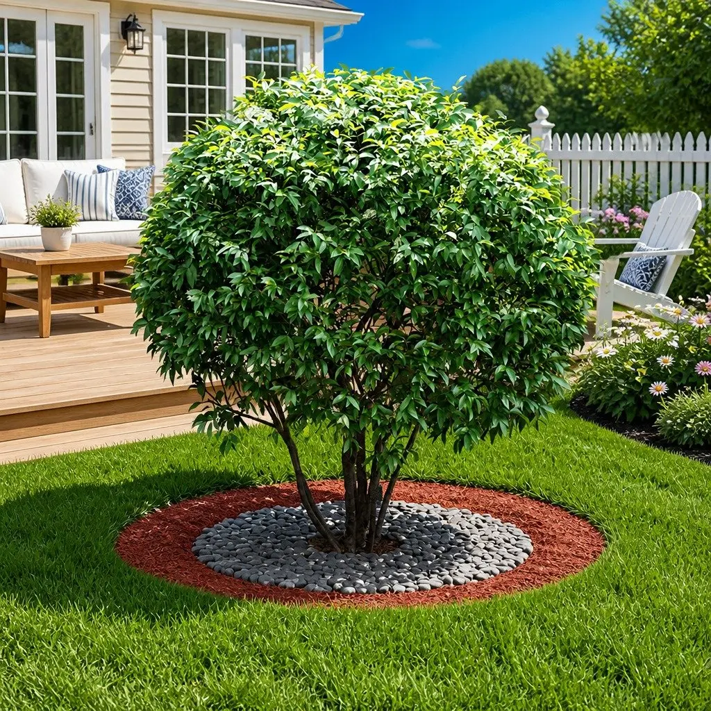 Tree Ring Set Outdoor Garden Protection Flat Base Ø60/90cm Rusty Brown 5 Piece