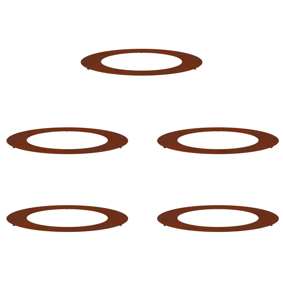 Tree Ring Set Outdoor Garden Protection Flat Base Ø60/90cm Rusty Brown 5 Piece