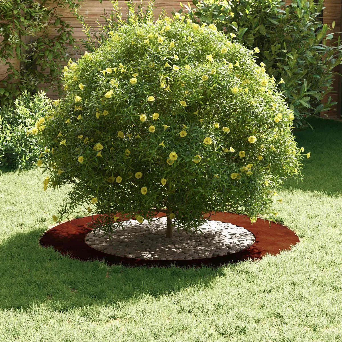Tree Ring Set Outdoor Garden Protection Flat Base Ø60/90cm Rusty Brown 5 Piece
