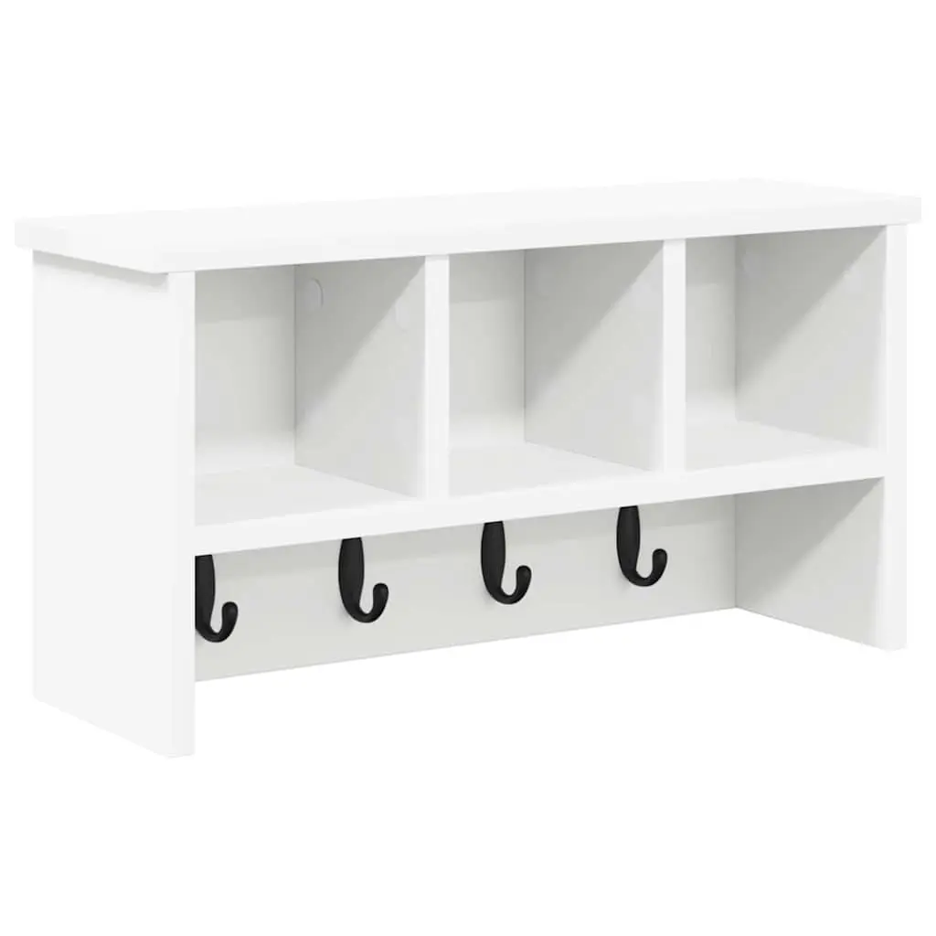 Wall-Mounted Coat Rack White Storage Organizer with Shelves and Hooks for Hallway Entryway