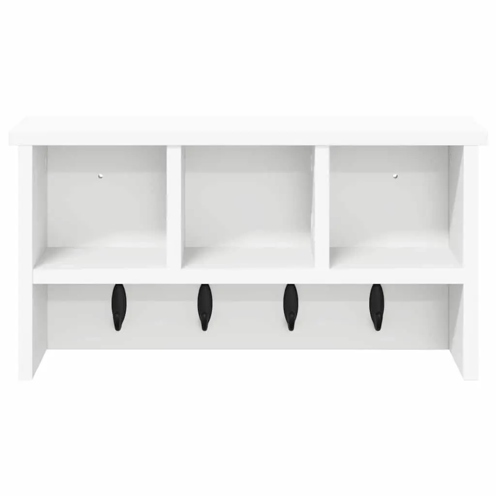 Wall-Mounted Coat Rack White Storage Organizer with Shelves and Hooks for Hallway Entryway