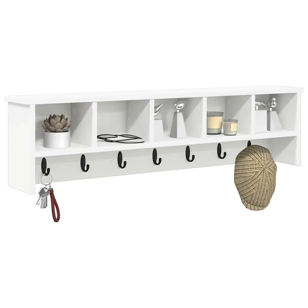 White Wall-Mounted Coat Rack for Storage