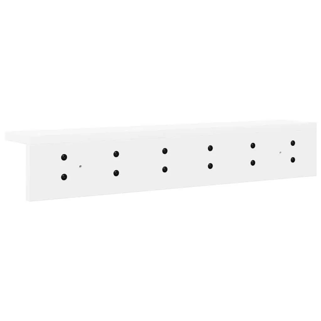 Wall-Mounted Coat Rack White Hallway Storage Hooks Shelves Engineered Wood 60cm