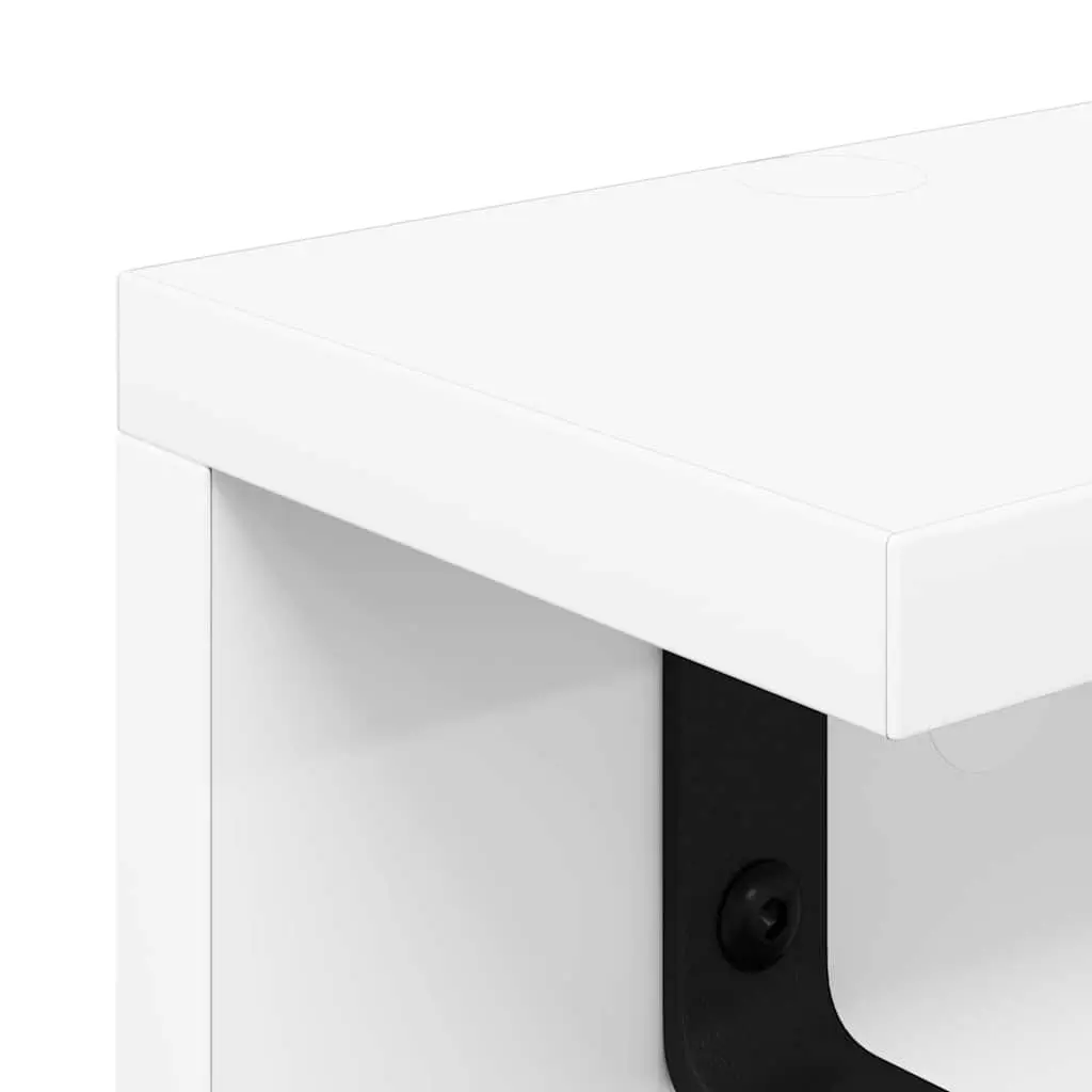 Wall-Mounted Coat Rack White Hallway Storage Hooks Shelves Engineered Wood 60cm