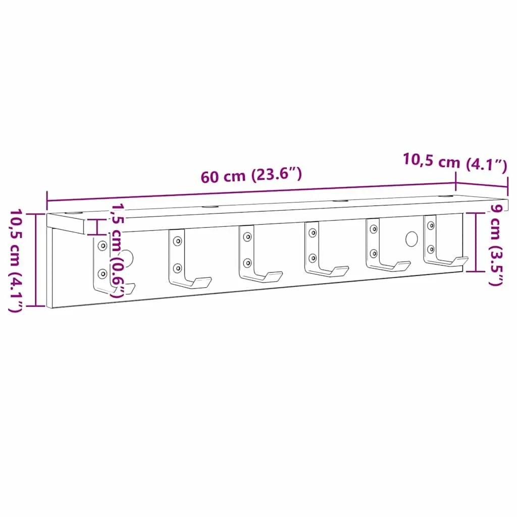Wall-Mounted Coat Rack White Hallway Storage Hooks Shelves Engineered Wood 60cm