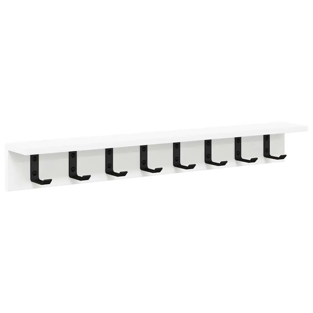 Wall-Mounted Coat Rack Organizer Hallway Storage Hooks Shelves 80 x 10.5 x 10.5 cm White