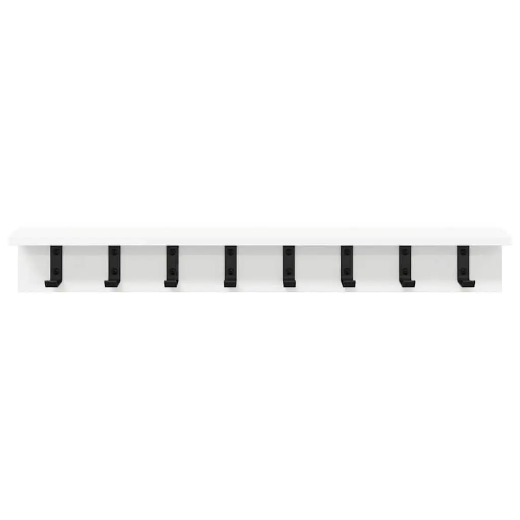 Wall-Mounted Coat Rack Organizer Hallway Storage Hooks Shelves 80 x 10.5 x 10.5 cm White