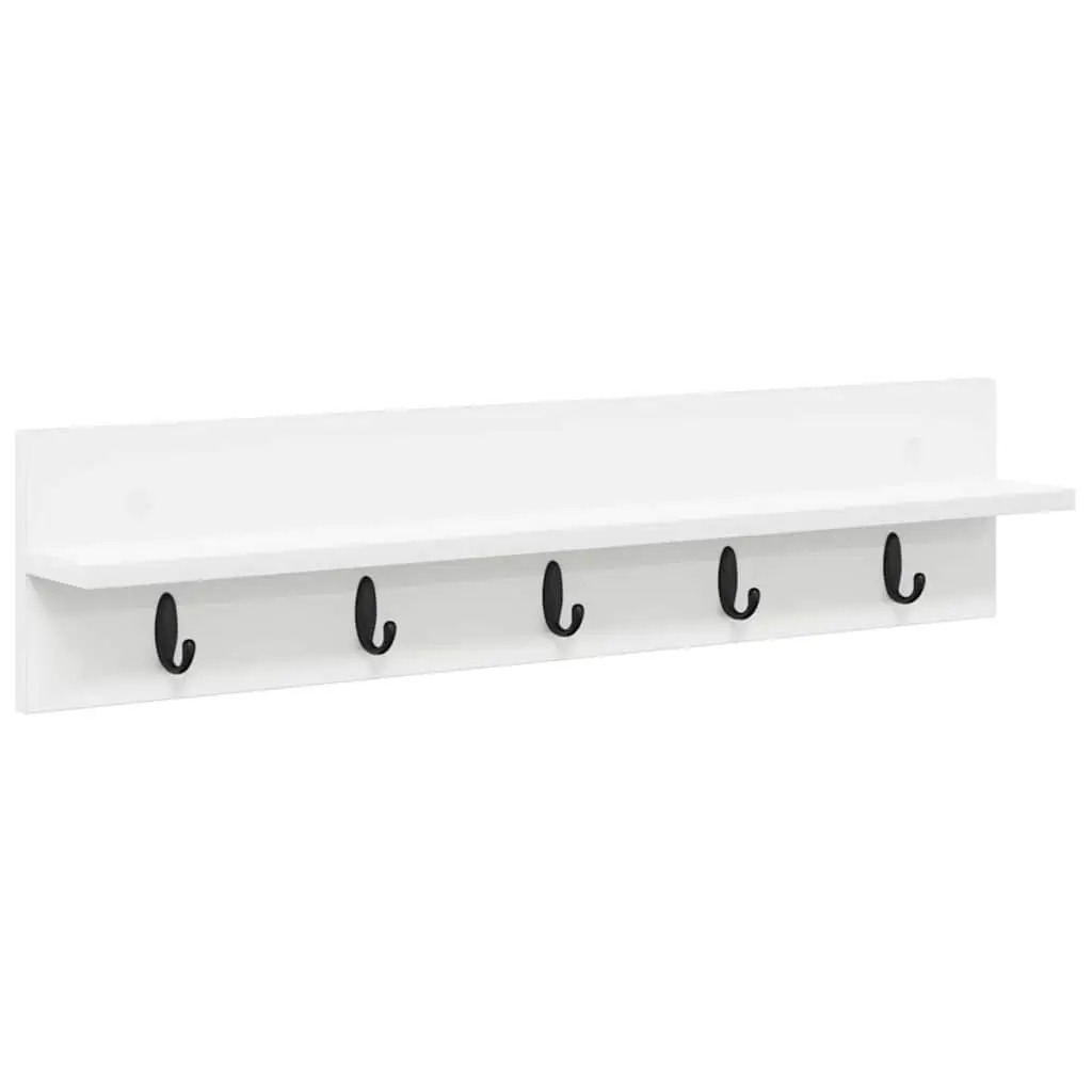 Wall-Mounted Coat Rack Storage Organiser 80cm White Engineered Wood