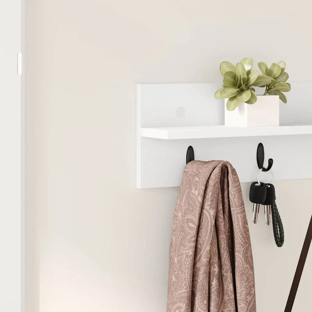 Wall-Mounted Coat Rack Storage Organiser 80cm White Engineered Wood