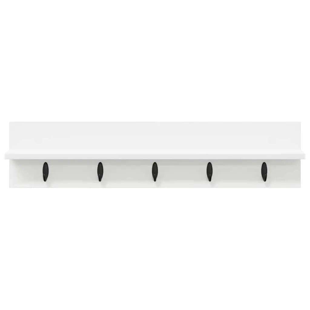 Wall-Mounted Coat Rack Storage Organiser 80cm White Engineered Wood