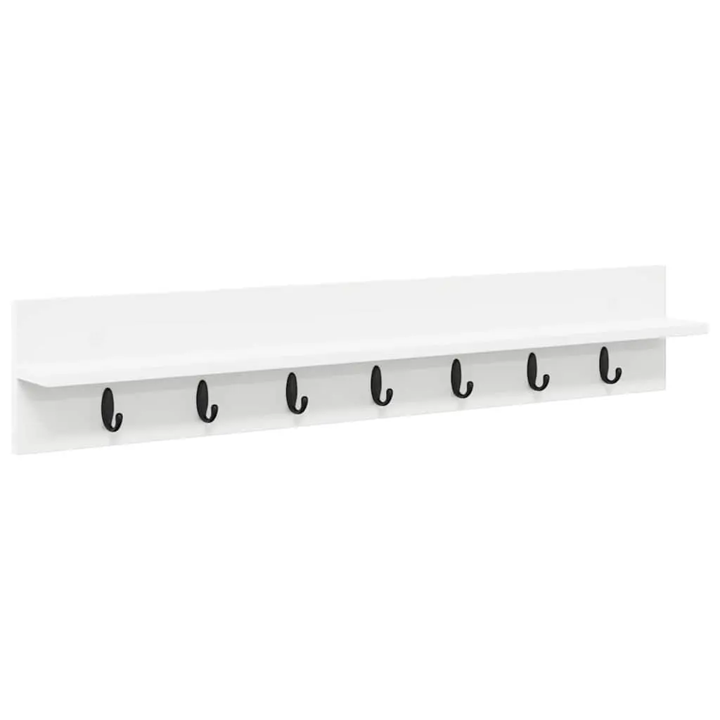 Wall-Mounted Coat Rack White Modern Hallway Entryway Storage Organiser Hooks
