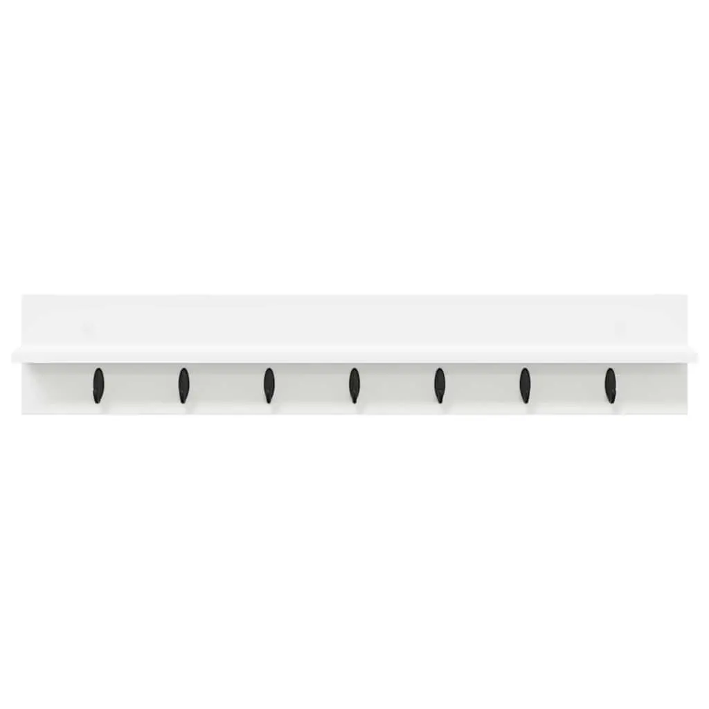 Wall-Mounted Coat Rack White Modern Hallway Entryway Storage Organiser Hooks
