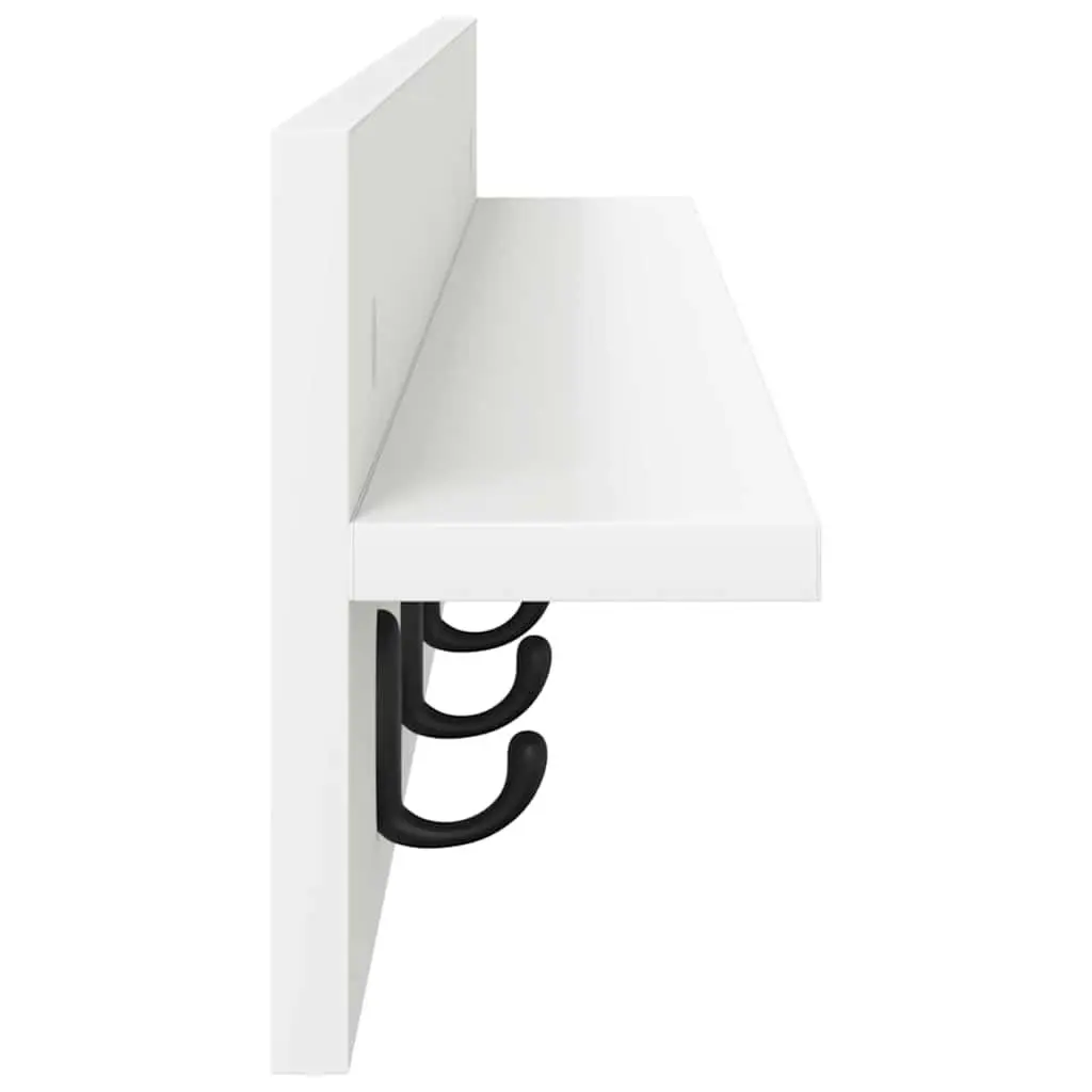 Wall-Mounted Coat Rack White Modern Hallway Entryway Storage Organiser Hooks