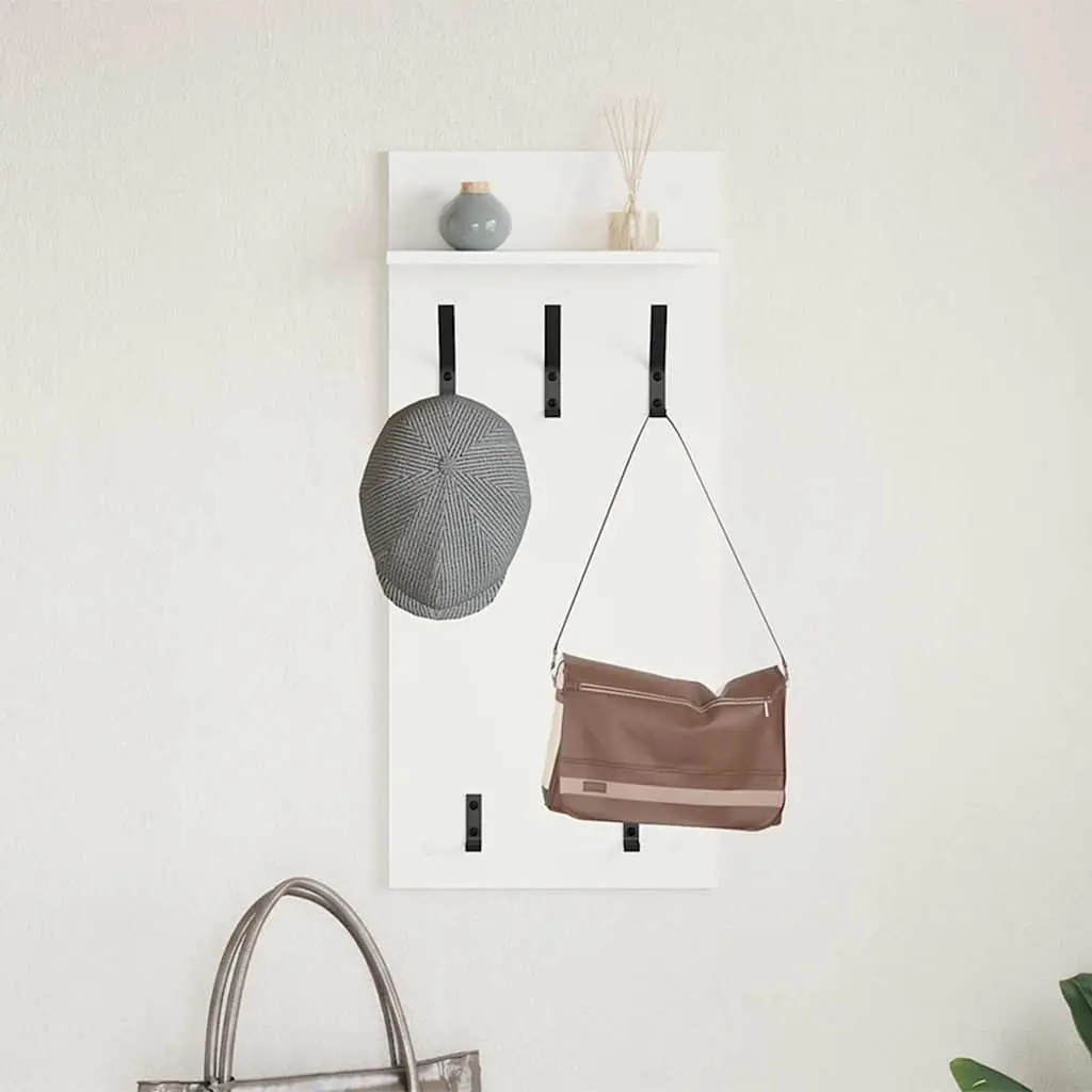 Wall-Mounted Coat Rack Engineered Wood Entryway Storage 40x10x90cm White