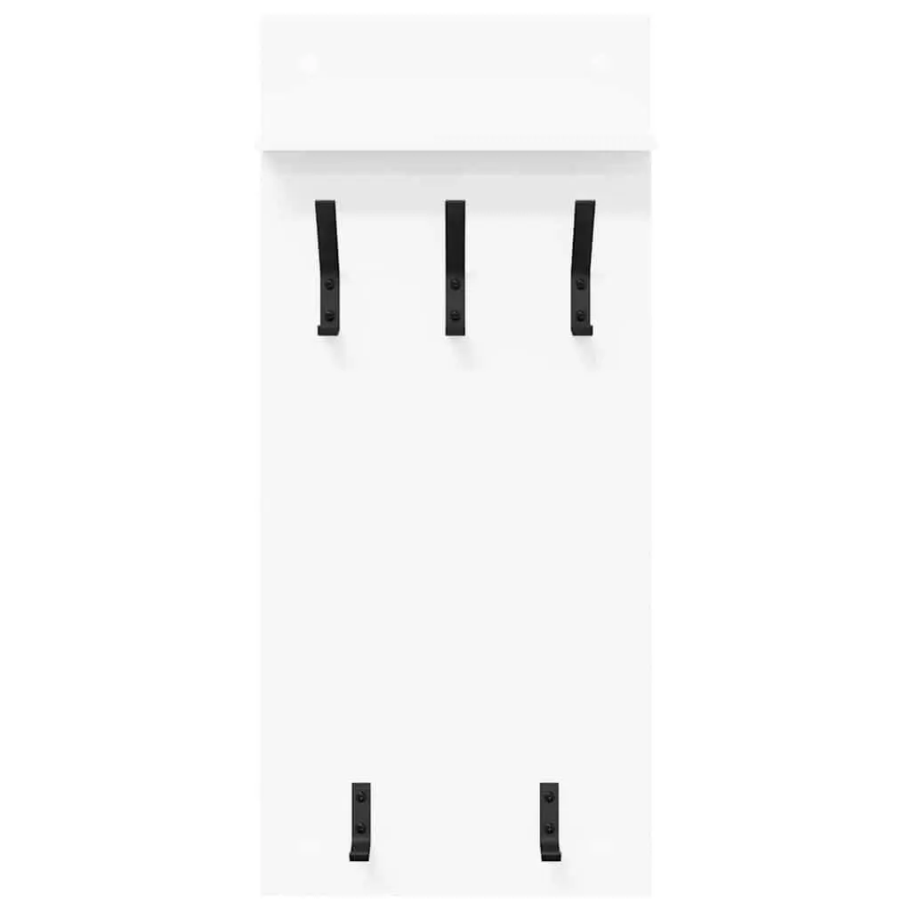Wall-Mounted Coat Rack Engineered Wood Entryway Storage 40x10x90cm White