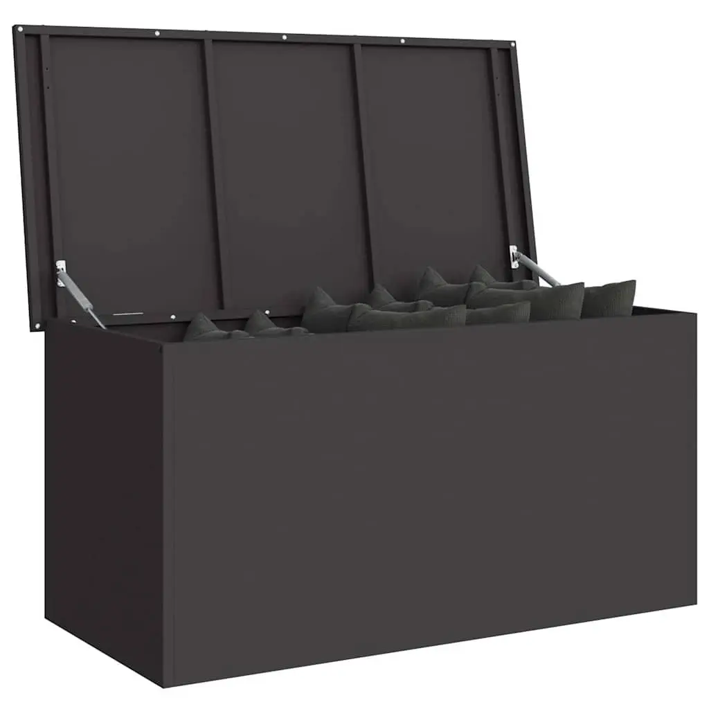 Steel Garden Storage Cushion Box Outdoor Patio Deck Bench Seat Container Black 100 x 50.5 x 50 cm
