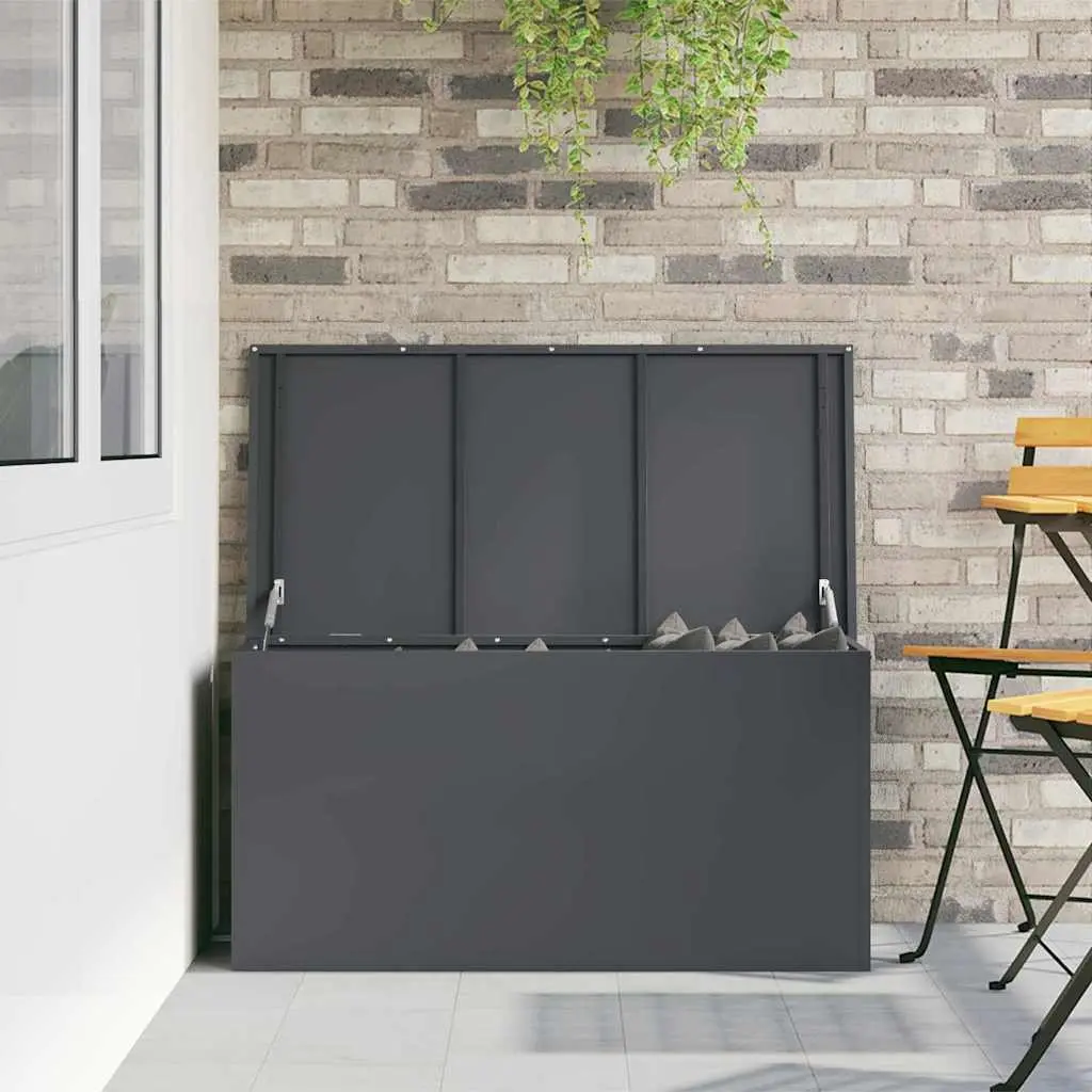 Garden Storage Box Steel Outdoor Bench Seat 100x50.5x50cm Anthracite