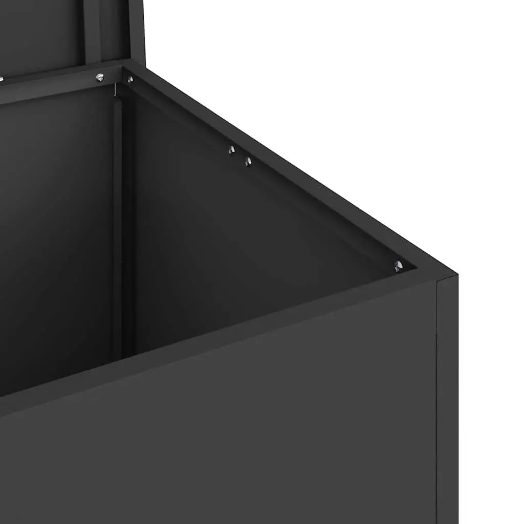 Steel Garden Storage Cushion Box Weather Resistant 80x50cm Black