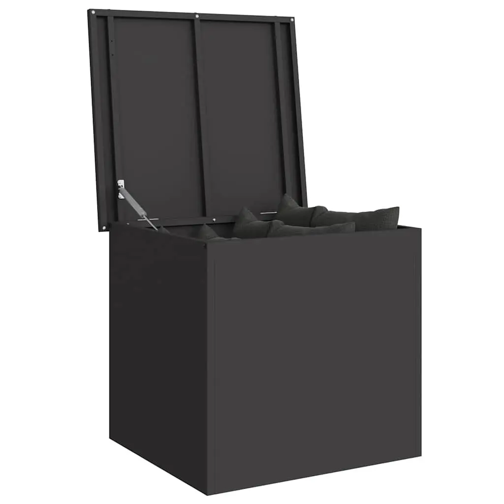 Garden Storage Cushion Box Outdoor Use 55x50.5x50 cm Black Galvanised Steel