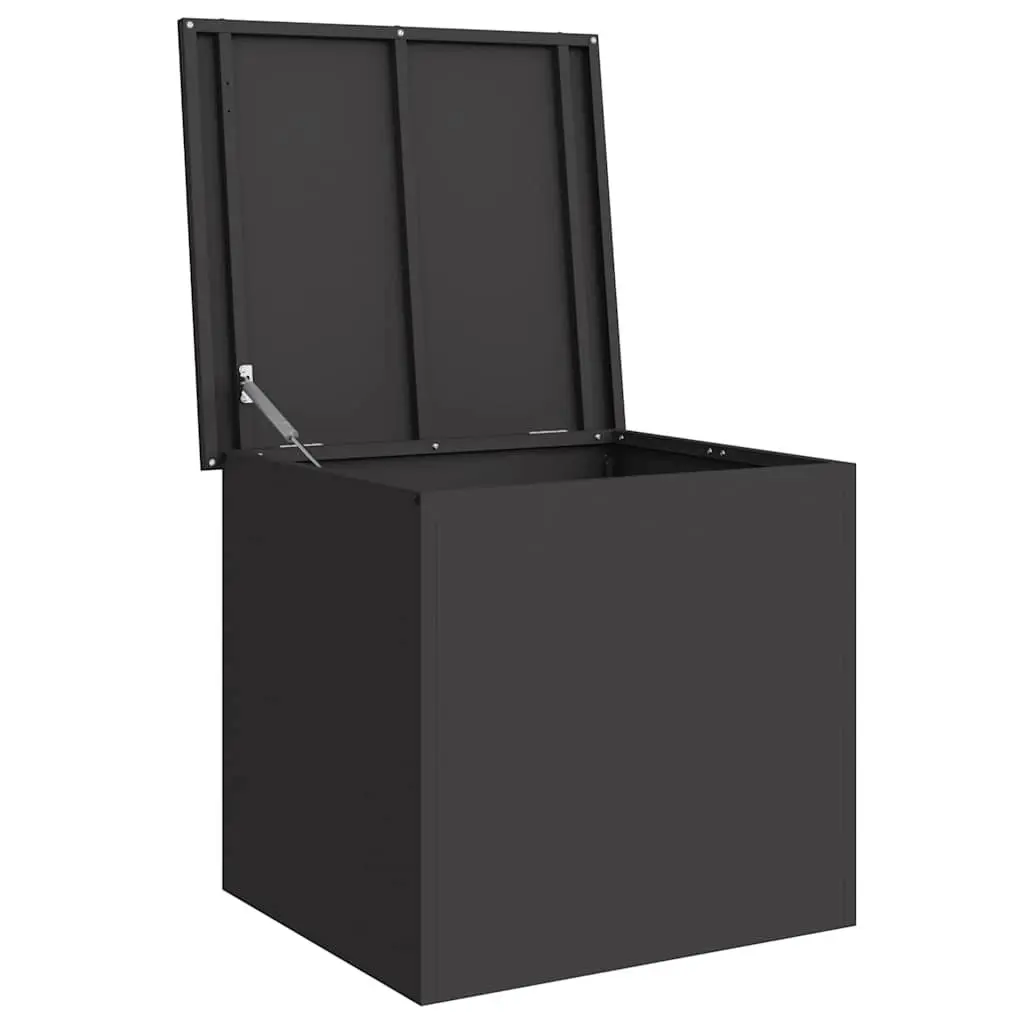Garden Storage Cushion Box Outdoor Use 55x50.5x50 cm Black Galvanised Steel